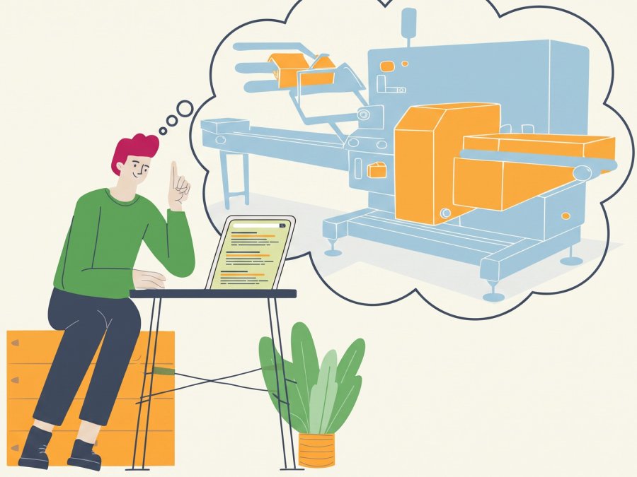 A buyer searching for packaging equipment finds the supplier’s website among the search results